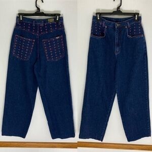 Vintage Apple embroidered high waisted jeans